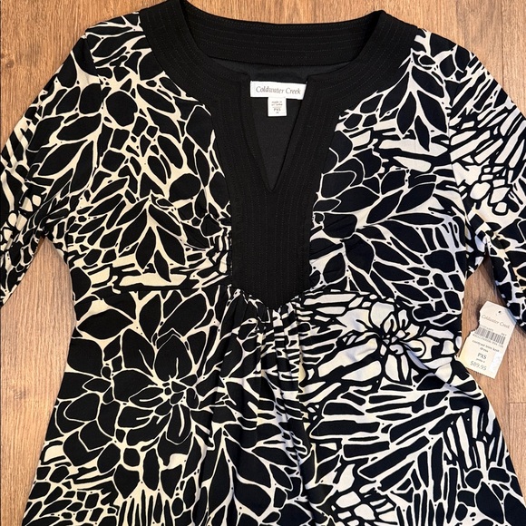 Coldwater Creek Black and Cream Floral Dress - Picture 2 of 6